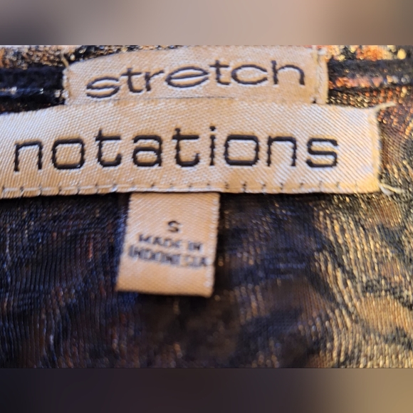 Notations Brown and Black Patterned Wrap Blouse - Picture 3 of 3